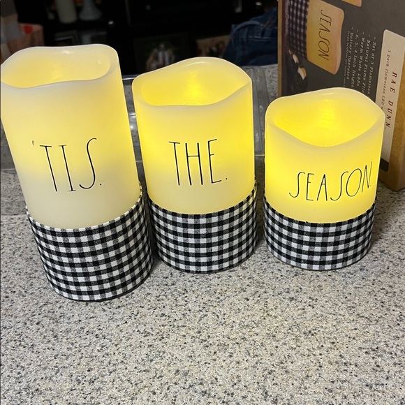 Rae Dunn Black and White Checkered LED Candle Set - Picture 5 of 5